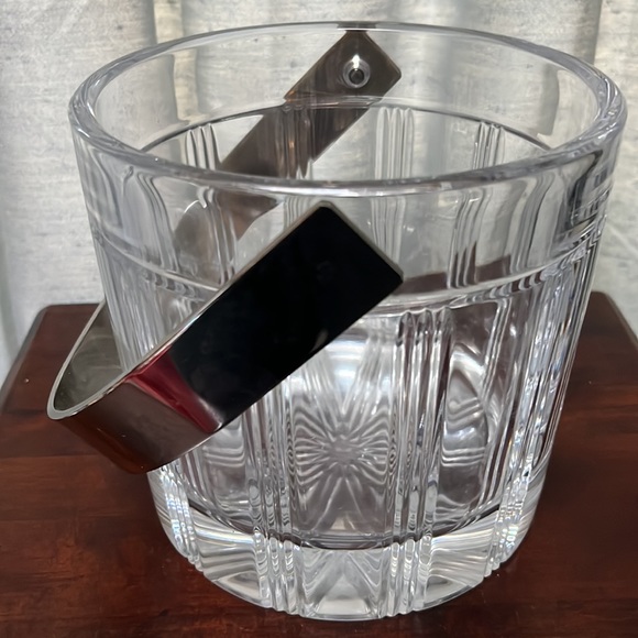 Signed Miller Rogaska Crystal Ice Bucket “Deco” Pattern w/ Handle, Disco… - Picture 4 of 11